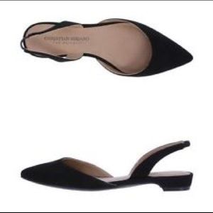Christian Siriano Black Suede Slingback Flats